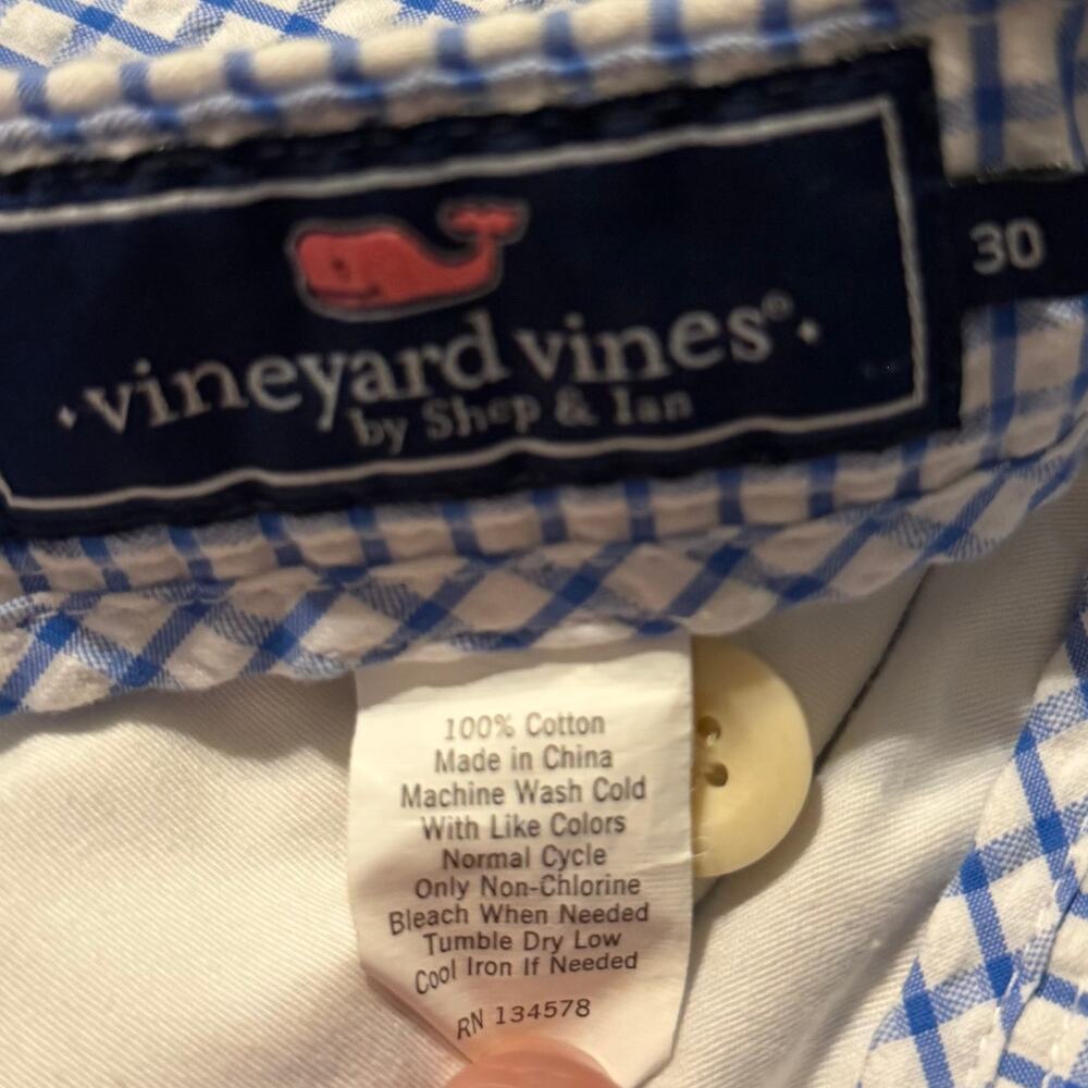 Vineyard Vines Breaker Shorts Blue White Check Seersucker 30 - Picture 4 of 11